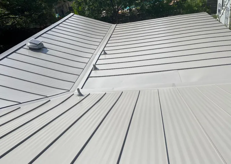 Solar attic fan installed on a metal roof for Roof Ventilation in San Rafael